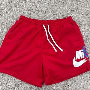 Nike Spellout Logo Athletic Swim Shorts Mens XXL Red Mesh Lined Pocket EUC